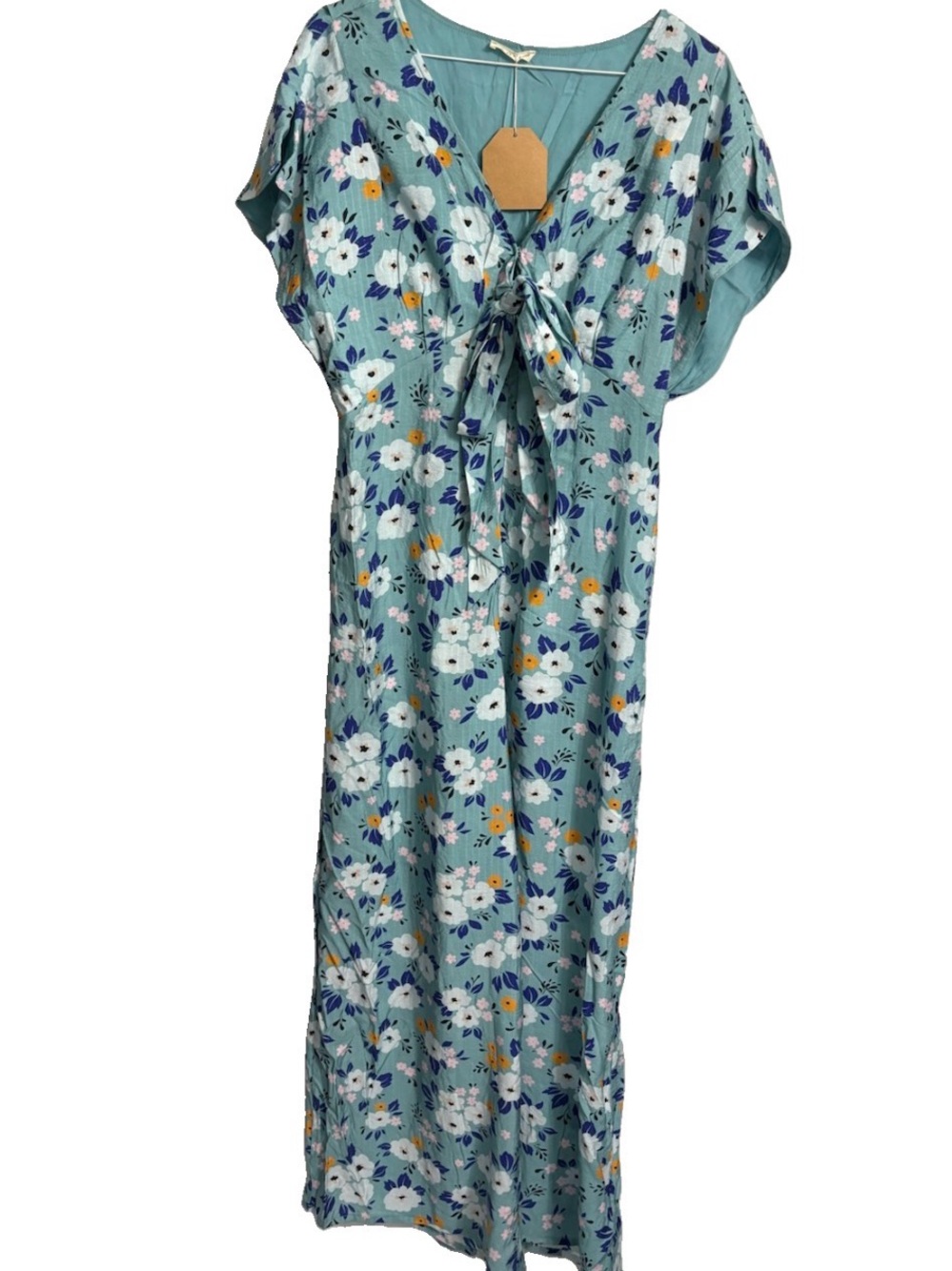 New ladies Kori Boho Botanical Floral Tie Wide Leg M Jumpsuit New Women’s Maxi